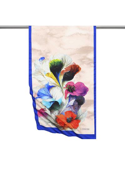 Bursa İpek Saks Poppy Pattern Silky Scarf