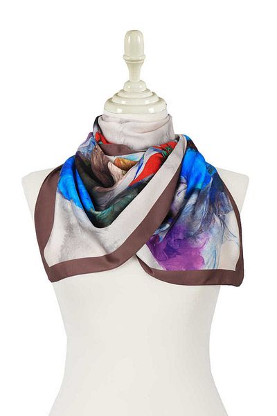 Bursa İpek Mink Poppy Pattern Silky Scarf