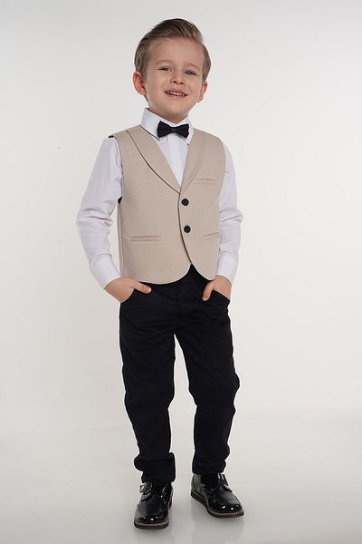 Merdia Kids Boy's Suit 2 Buttoned Tuxedo with Vest and Bow Tie