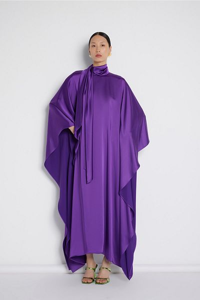 Nuum Design Neck Tie Satin Dress purple