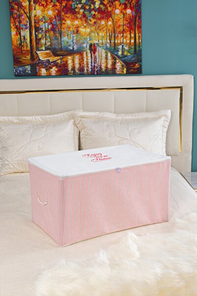 Serstil Orta Boy Baskı Detaylı Pembe Çizgili Hurç 63 X 40 X 34 Cm