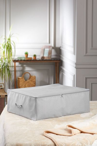 Serstil Large Size Bed Base Gray Spotted Storage Bag 62 X 46 X 22 Cm