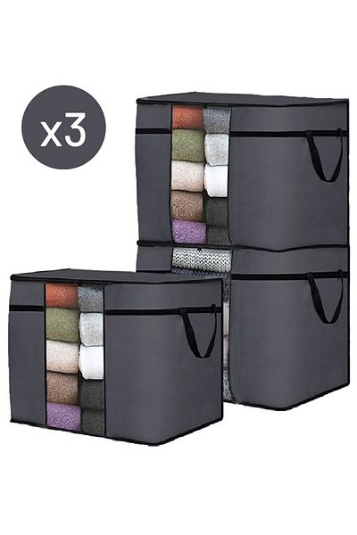 Serstil 3 Pieces - Anthracite Gray Quilt Pillowcase 70x40x40