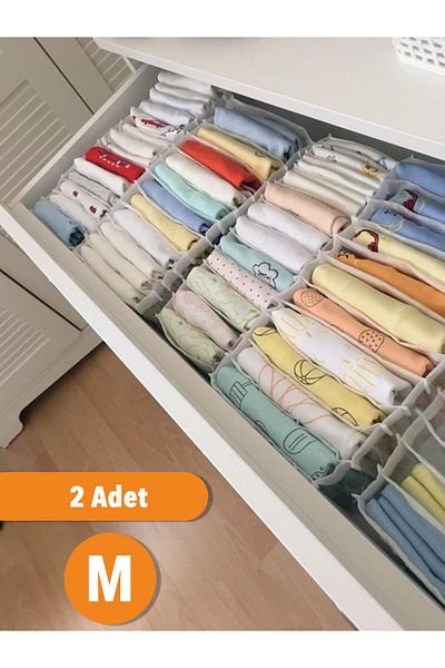 Serstil 2 Pieces - Medium 11 Compartment Drawer Cabinet Accordion Organizer White 16 X 40 X 12