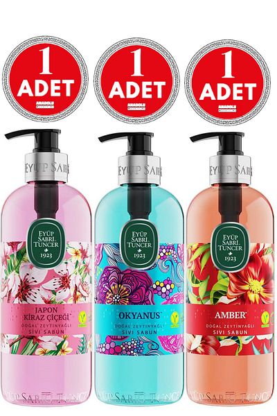 Eyüp Sabri Tuncer Natural Olive Oil Liquid Soap 500 ml Ocean + Japanese Cherry Blossom + Amber