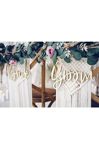 Genel Markalar Bride Groom Sandalye Arkası Yazısı
