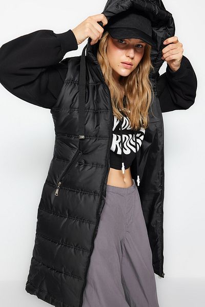 Trendyol Collection Black Hooded Water Repellent Long Puffer Vest TWOAW24YE00017