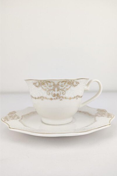 Digithome Patterned 6-Person Porcelain Gold Gilded Coffee Cup Set – Rıse-100 62625 C320.045