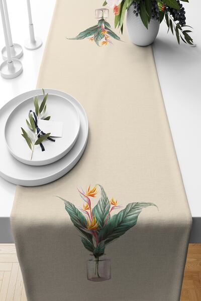 Pilloveland Runner Starliçe Desenli Süet Dokuma 140*40 Cm