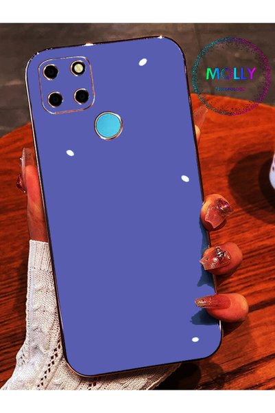 Molly Technology حافظة سيليكون فاخرة لهاتف Realme C25 بحواف زرقاء بترولية مع ...