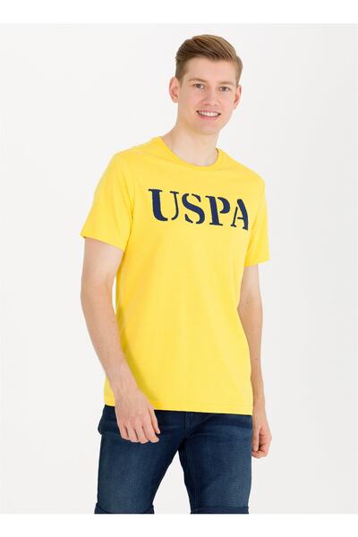 U.S. Polo Assn. قاعدة. بولو أسن. تي شيرت رجالي أصفر برقبة دائرية GEARTIY023