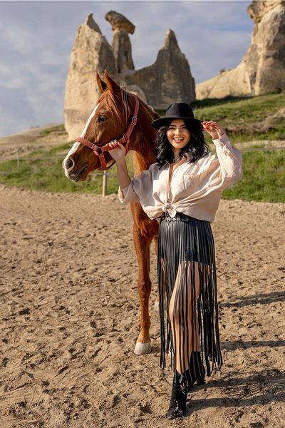 Sweet Demon Stylish Leather Long Skirt with Thin Tassels