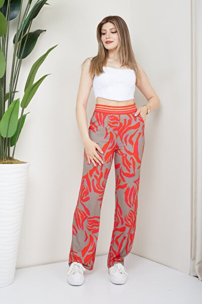 Banadamoda Γυναικείο παντελόνι βισκόζης με μοτίβο τσέπης