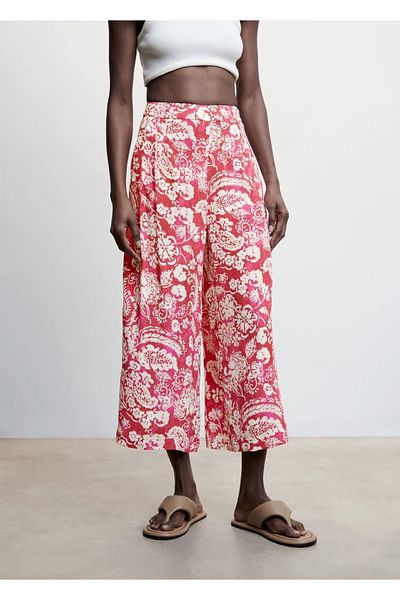 MANGO Woman Floral Patterned Culotte Pants