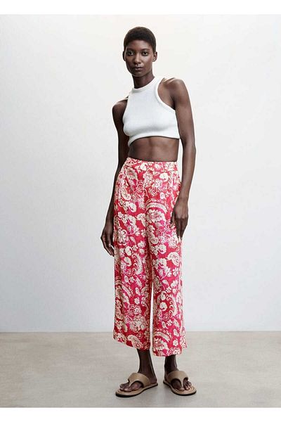 MANGO Woman Floral Patterned Culotte Pants