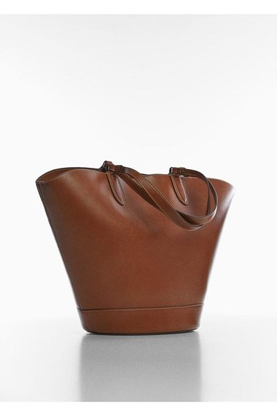 MANGO Woman Geantă Shopper aspect piele