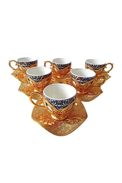 kapadokyahediyelik Türk Kahve Ficanı ,osmanlı Saray Desenli 6 Kişilik