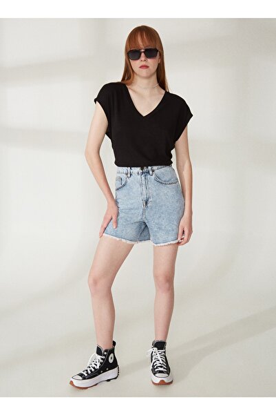 Lee High Waist Regular Fit Light Blue Women's Shorts L231101404
