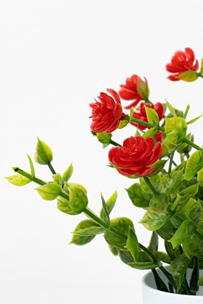 YAPAY ÇİÇEKÇİNİZ Beyaz Mini Saksıda Yapay Çiçek