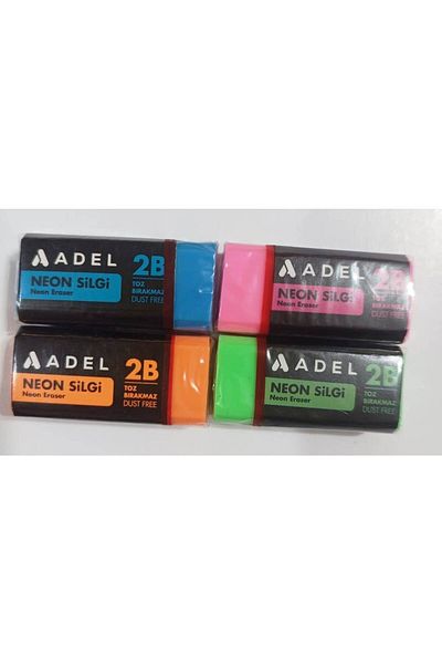 Adel Neon Colors Small Size Eraser (4pcs)