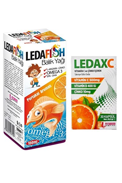 LedaPharma Ledafish Balık Yağı 150 ml + Ledaxc Vitamin C Vitamin D ve Çinko İçeren 30 Kapsül