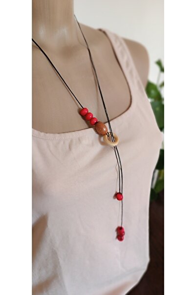 Etnik قلادة حمراء بتصميم بوهيمي وبسيط وأنيق
