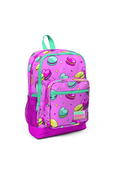 Coral High Kids Açık Pembe Su Yeşili Makaron Desenli 3’lü Okul Çanta Seti SET0123462