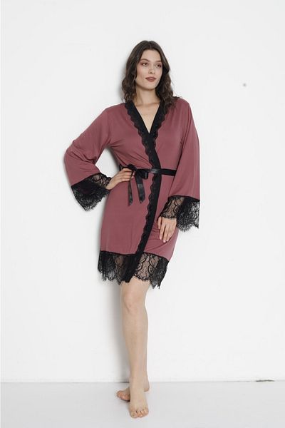 Pijamoni Milan fabric Bamboo Lace detailed Luxury dressing gown