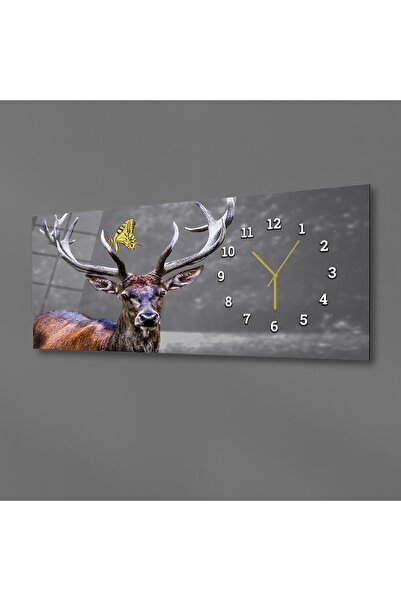 marpanya Yatay Yandan Saatli Sanat ve Doğa Temalı Cam Tablo 238