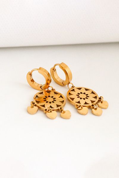 EUROMODA Specially Designed Gold and Silver Plated Steel Pendant Earrings