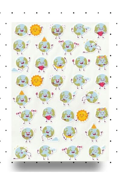 NUNUKİ Nunuki World Sticker Set Cute Worlds Sticker World Environment Day Dec...