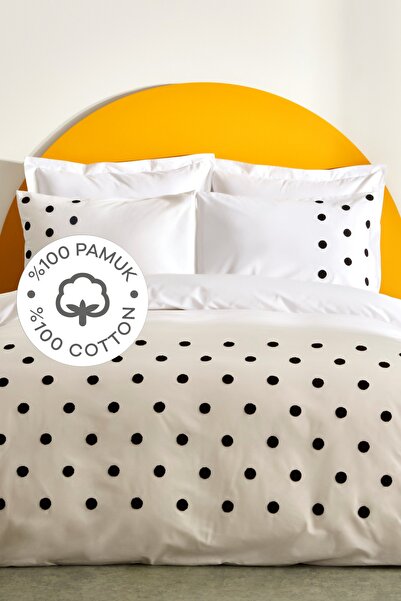 Karaca Home طقم غطاء لحاف مزدوج من القطن 100% باللون الأبيض