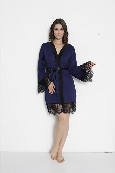 Pijamoni Milan fabric Bamboo Lace detailed Luxury dressing gown