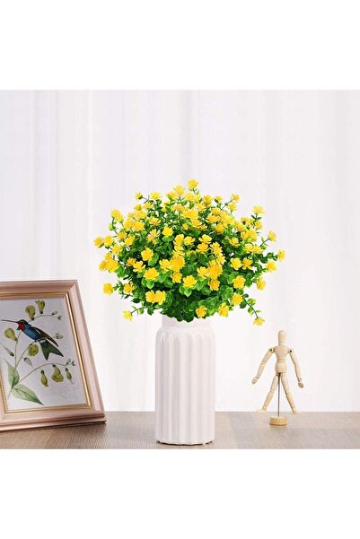 YAPAY ÇİÇEKÇİNİZ Sarı Renkli Yapay Dekor Yeşillik Demeti