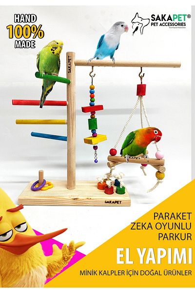 SAKAPET Hanging Swing Mini Budgie with Interactive Intelligence Game - Tunnek As07