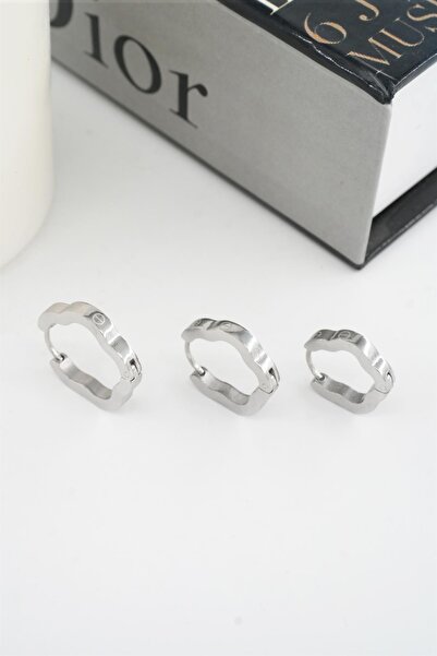 By Zeyna Aksesuar طقم أقراط نسائي من الفولاذ المقاوم للصدأ 316 L موديل خماسي ...