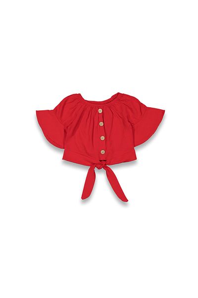 Panino Bürümcük Предна вратовръзка Flounce Sleeve Girl Crop 6-14 Years