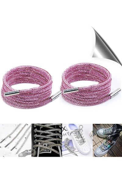 AiryFooT Crystal Stone Shiny Stone Shoelaces 100 cm 1 Pair ( PINK )