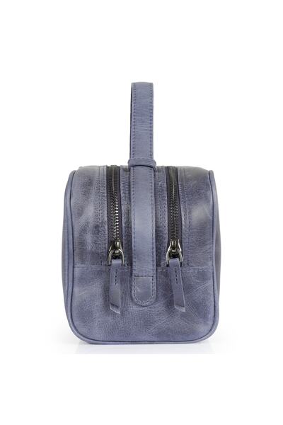 LONDO Two Compartment Genuine Leather Travel Bag Unisex - Blue