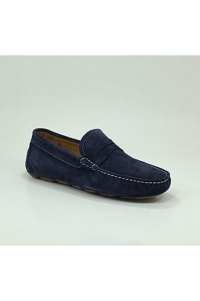 Clasica Genuine Leather Navy Blue Men's Loafer Shoes