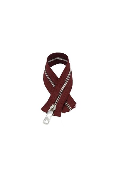 The Fabric Yarn Claret Red Zipper Silver 30 Cm