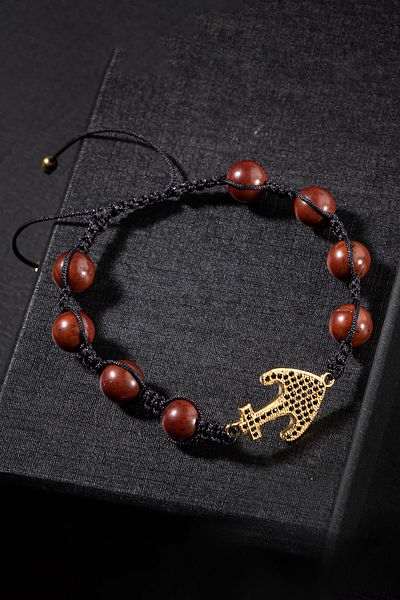 OSMANLI DOĞAL TAŞ CERTIFIED KUKA TREE NATURAL STONE KNITTED ANCHOR MOTIFIED KNITTED DESIGN BRACELET