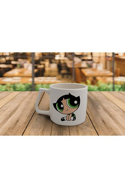 GünayStore كوب سيراميك PowerPuff GIRLS BUTTERCUP مطبوع عليه شخصية النسكافيه واللاتيه