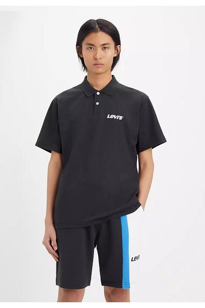 Levi's Men's Polo Neck Black T-shirt - A6146-0004