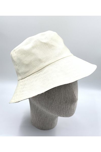 ZELİCE TASARIM Daisy / Beige Reversible Bucket Hat