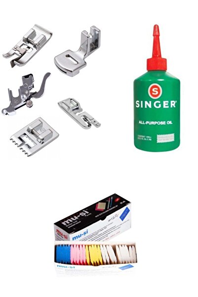 Kayıran terzi malzemeleri EV TİPİ DİKİŞ MAKİNASI (5 ADET AYAK*25'Lİ ÇİZGİ TAŞI*SİNGER YAĞ) SETİ