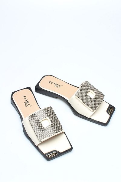 ROVIGO BEIGE SKIN STONE WOMEN'S SLIPPERS