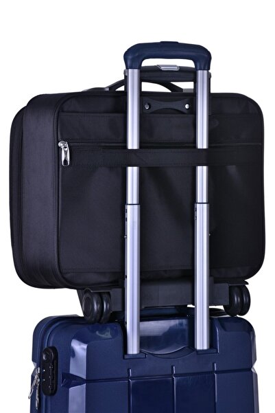 Çantaland حقيبة طيار سوداء اللون، حقيبة كمبيوتر محمول، حقيبة كمبيوتر محمول مع حقيبة فاخرة متوسطة الحجم