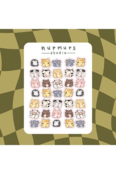 Nurmurs Tatlı Hayvanlar Sticker Seti - Planner - Ajanda - Bullet Journal Için...