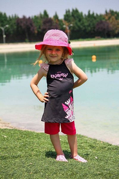Marina Children's Fuchsia Pattern Detailed Hijab Swimsuit K2201